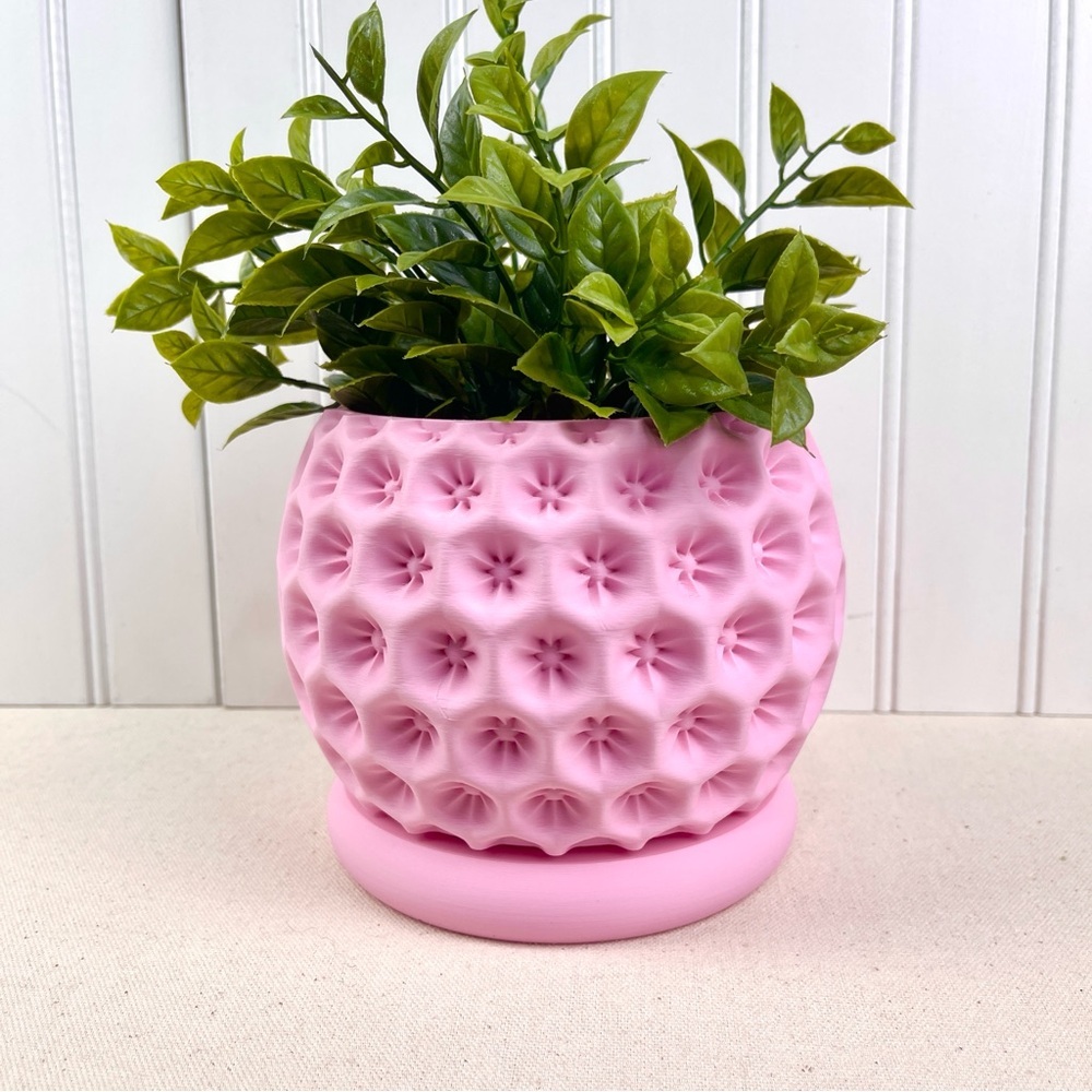 Modern Geometric Planter with Drainage Tray, Starry Planter Pot, Flower Pot